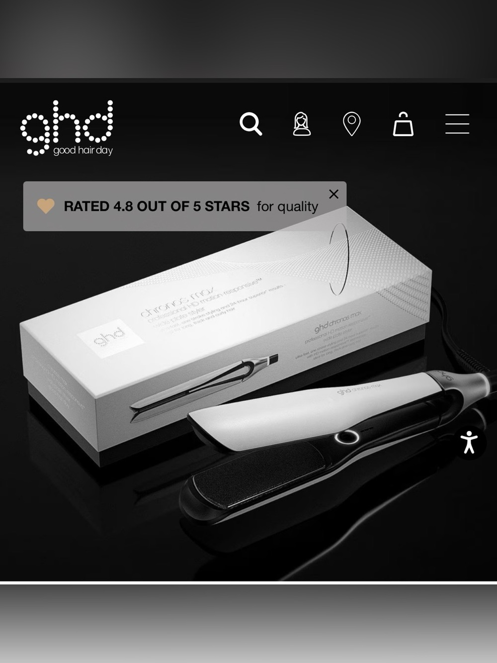 $425. Top Line ghd Chronos Max Professional HD 2” Straightener New open box